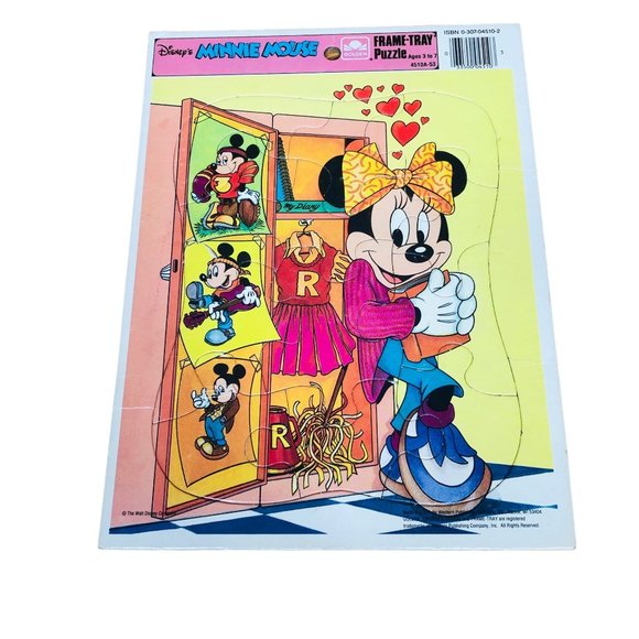 Golden Frame Tray Puzzle Disney Minnie Mouse High School Vintage - Picture 1 of 6